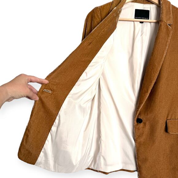 Banana Republic Mustard Yellow Velvet Velour One Button Blazer Women's Size 4 - Picture 5 of 10